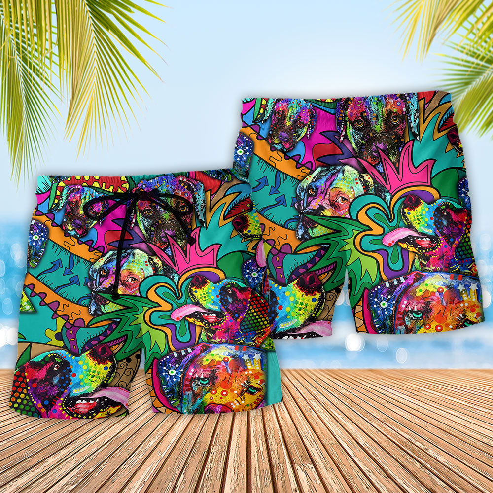 Bohemian Dog Colorful Beach Shorts Pattern Detail For Poolside Fun And Travel Ready Comfort