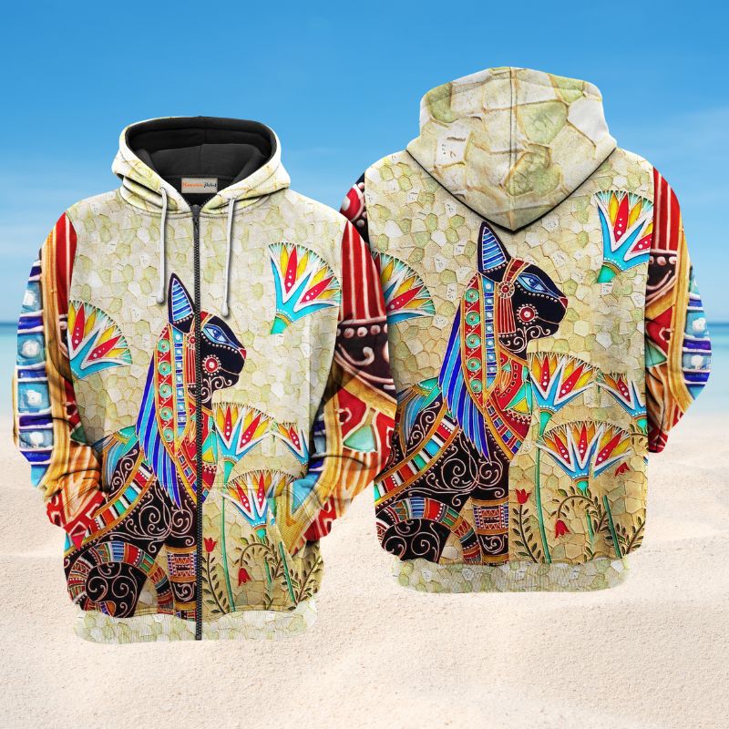 Hippie Egypt Cat Hoodie For Peaceful Casual Style Weekend Travel And Comfort
