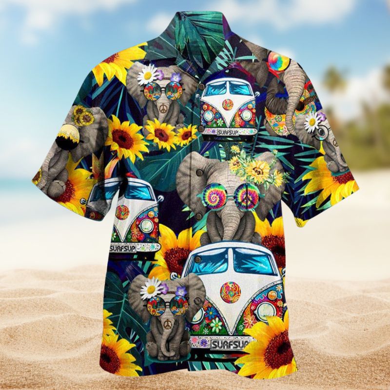 Hippie Elephant Wonderful Camping Hawaiian Shirt For Casual Gatherings, Beach Holidays, And Thoughtful Gift Giving