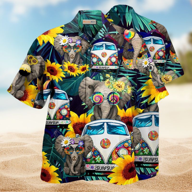 Hippie Elephant Wonderful Camping Hawaiian Shirt For Casual Gatherings, Beach Holidays, And Thoughtful Gift Giving