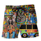 Hippie Flower Wild Heart Soul Beach Shorts Design Detail For Resort And Beach Day Style