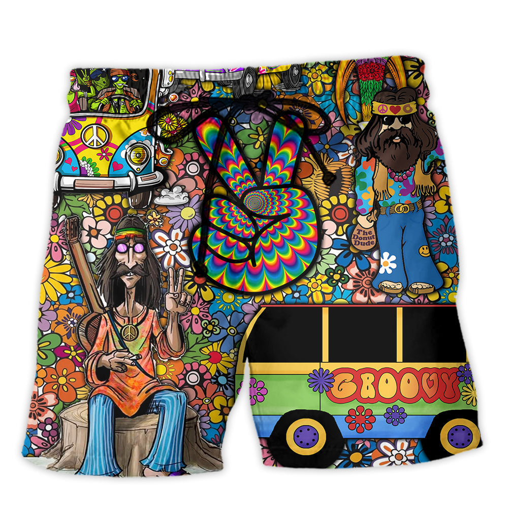 Hippie Flower Wild Heart Soul Beach Shorts Design Detail For Resort And Beach Day Style