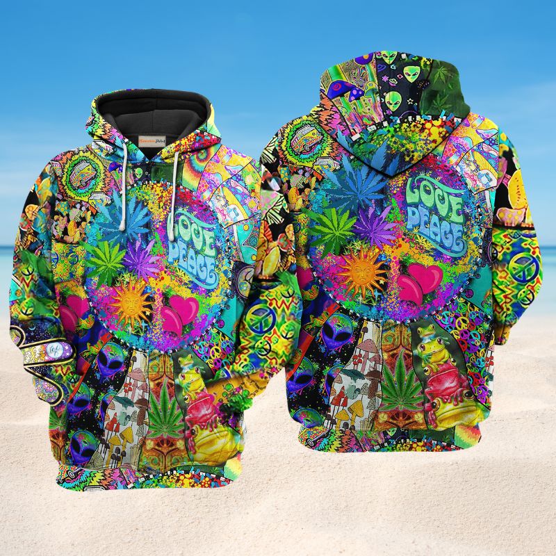 Hippie Frogs Mushroom Peace Hoodie For Festival Adventures Daily Outfits And Gift Giving