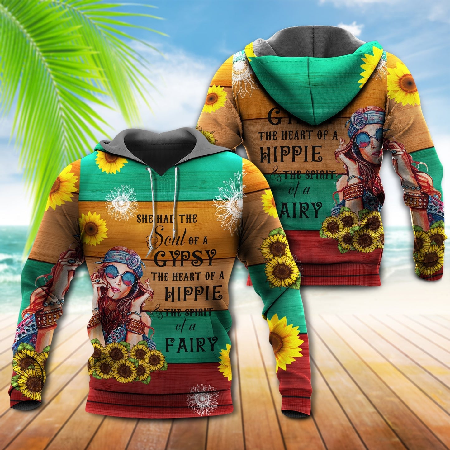 Hippie Girl Sunflower Hoodie For Bohemian Events Everyday Wear And Creative Gifting