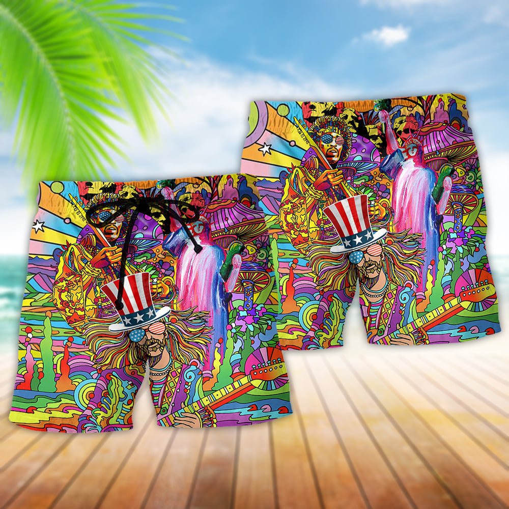 Hippie Independence Day Cool Beach Shorts For Beach Trips And Relaxed Vacation Styling