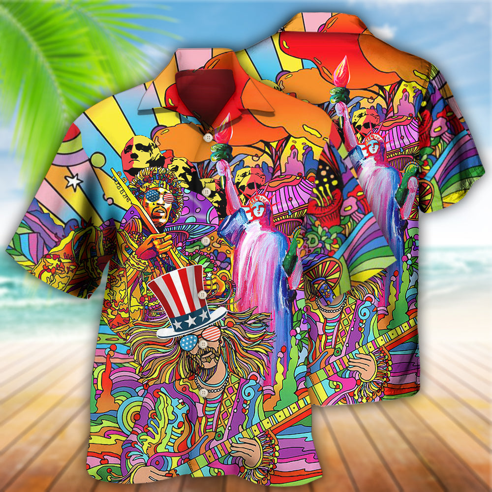Bohemian Independence Day American Hawaiian Shirt Artwork View For Coastal Escapes And Resort Style