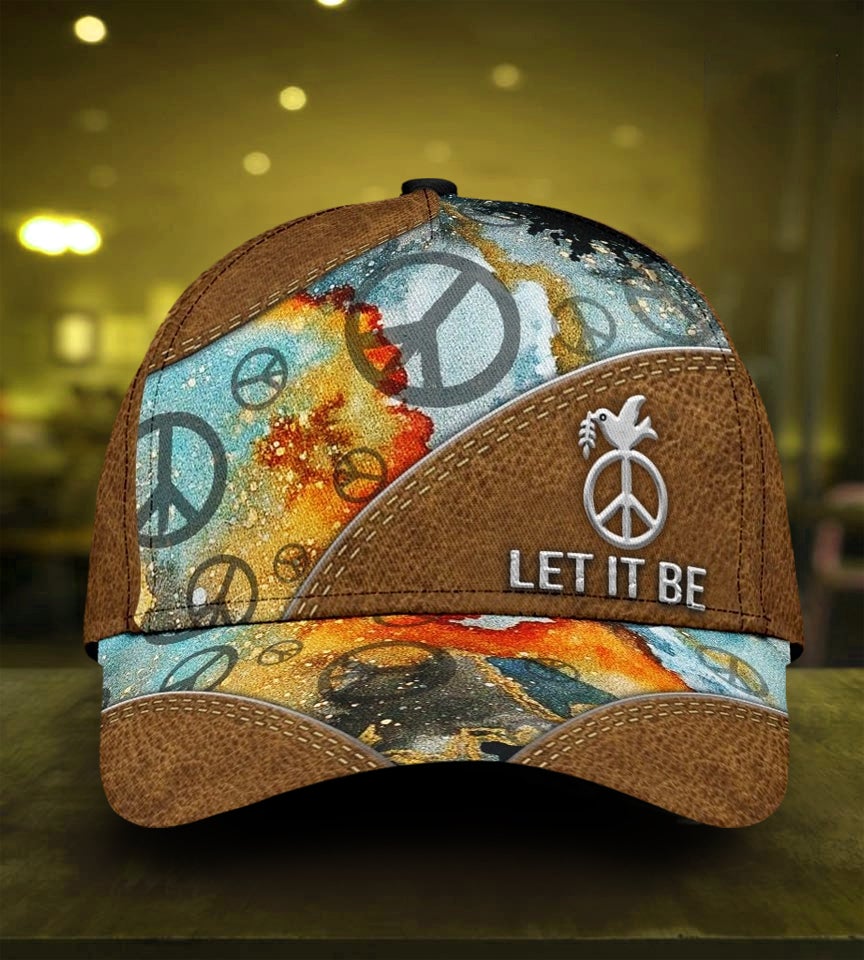 Hippie Let It Be Happy Peace Classic Cap For Everyday Wear Vacations And Seasonal Activities
