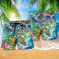 Hippie Live To Surf To Live Hawaiian Print Beach Shorts For Marine Inspired Outdoor Wear