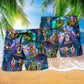 Bohemian Alien Beach Shorts Pattern Detail For Island Trips And Comfortable Daily Wear