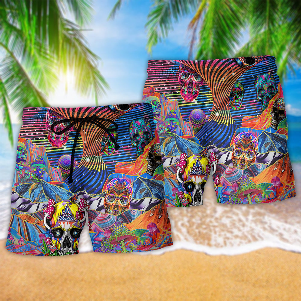 Bohemian Mushroom Beach Shorts Pattern Detail For Leisure Travel And Memorable Gift Ideas