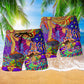 Hippie Peaceful Beach Shorts Pattern View For Weekend Trips And Outdoor Activities