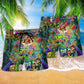 Hippie Mushroom Alien Bus Everything Colorful Beach Shorts For Weekend Getaways And Travel