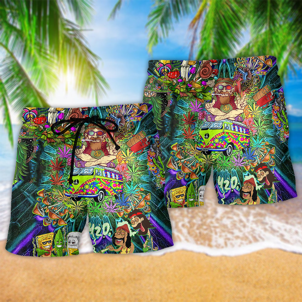 Hippie Mushroom Alien Bus Everything Colorful Beach Shorts For Weekend Getaways And Travel