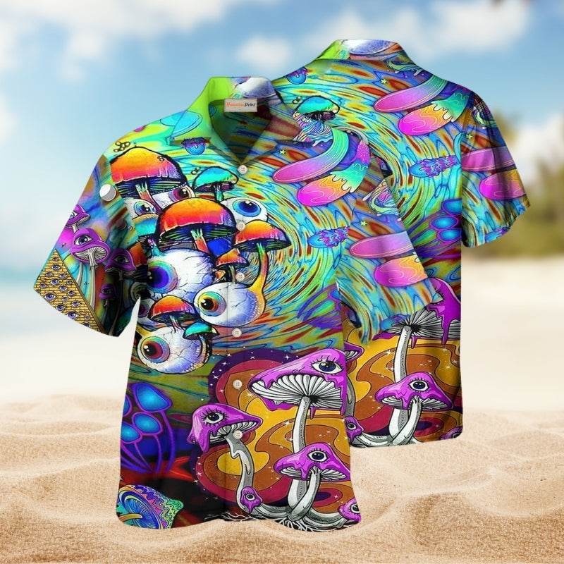 Bohemian Mushroom Eyes Color Style Hawaiian Shirt For Summer Vacation Beach Travel And Relaxed Casual Wear