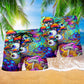 Hippie Mushroom Eyes Beach Shorts Pattern View For Relaxed Vacation Styling