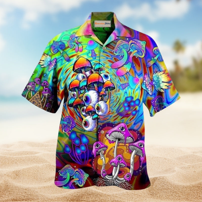 Bohemian Mushroom Eyes Style Hawaiian Shirt For Summer Vacation Beach Travel And Relaxed Casual Wear