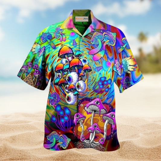 Bohemian Mushroom Eyes Style Hawaiian Shirt For Summer Vacation Beach Travel And Relaxed Casual Wear