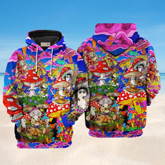Hippie Happy Mushroom Together Hoodie For Free Spirit Outings Holidays And Relaxed Layering