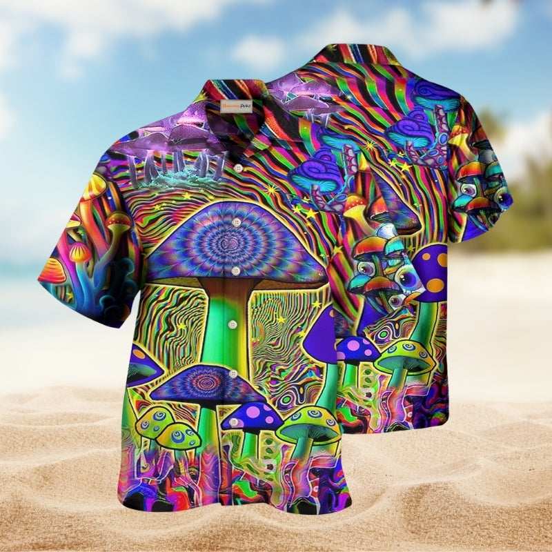 Bohemian Fantasy Mushroom Style Hawaiian Shirt For Summer Vacation Beach Travel And Relaxed Casual Wear