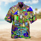 Hippie Mushroom Peace Psychedelic Art Hawaiian Shirt For Casual Weekend And Summer Party Style
