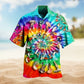 Hippie Mushroom Colorful Hawaiian Shirt For Coastal Festival, Island Getaway, And Daily Summer Wear
