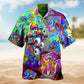 Hippie Mushroom Colorful Hawaiian Shirt For Weekend Escape, Tropical Holiday, And Memorable Gifting