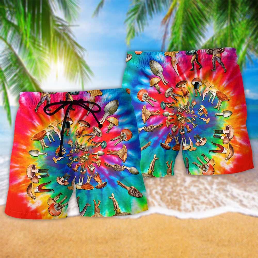 Hippie Mushroom Peace Rainbow Beach Shorts For Sunny Holidays And Comfortable Daily Styling