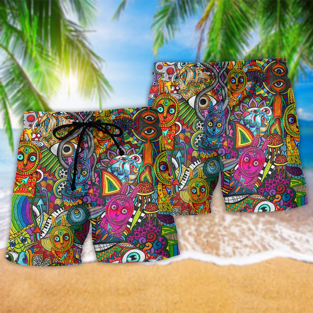 Bohemian Mushroom Peaceful Beach Shorts Pattern Detail For Island Trips And Thoughtful Gift Giving