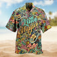 Hippie Music Guitar Peace Psychedelic Art Hawaiian Shirt For Tropical Holiday, Warm Weather Outing, And Coastal Style