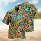 Hippie Music Guitar Peace Psychedelic Art Hawaiian Shirt For Summer Vacation, Resort Escape, And Seasonal Wardrobe