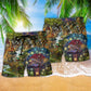 Hippie Dream Treehouse Beach Shorts Artwork Detail For Casual Warm Weather Outfits