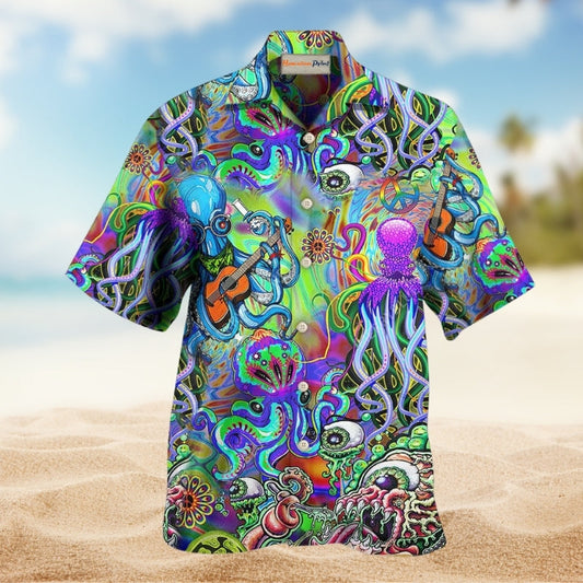 Bohemian Octopus Love Music Hawaiian Shirt For Beach Holidays Music Events And Relaxed Resort Style