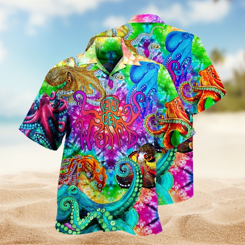 Hippie Octopus Colorful Hawaiian Shirt For Tropical Retreat, Seasonal Celebration, And Relaxed Summer Style