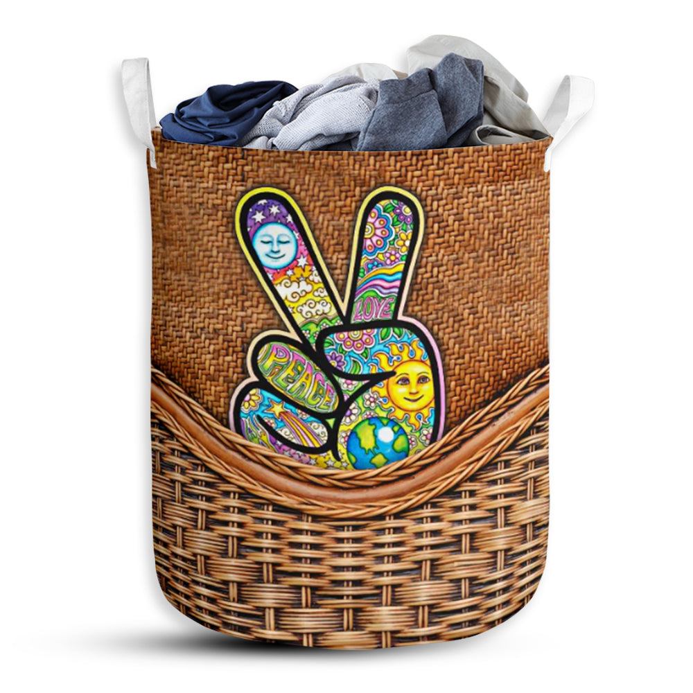 Hippie Peaceful Life Laundry Basket For Bathroom Bedroom Storage