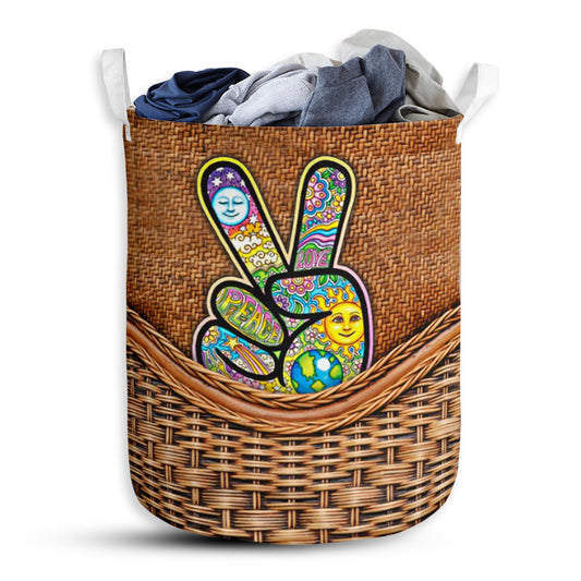 Hippie Peaceful Life Laundry Basket For Bathroom Bedroom Storage
