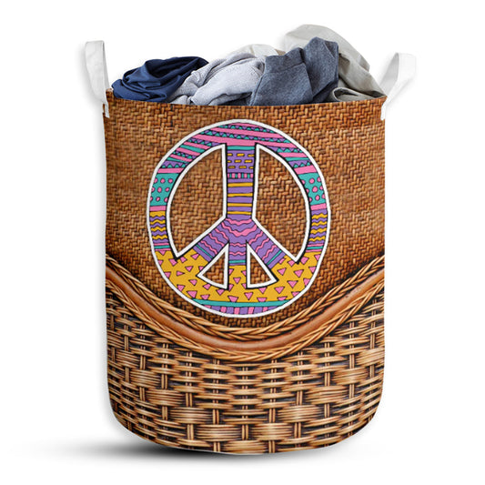Hippie Love Peaceful Life Laundry Basket For Bathroom Bedroom Storage