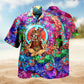 Hippie Peace Psychedelic Art Hawaiian Shirt For Warm Weather Outing, Summer Gathering, And Coastal Style