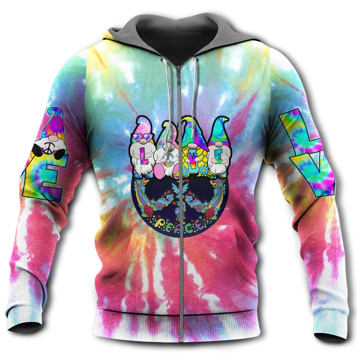 Hippie Peace Full Color Hoodie For Bohemian Streetwear Festivals Travel And Everyday Comfort