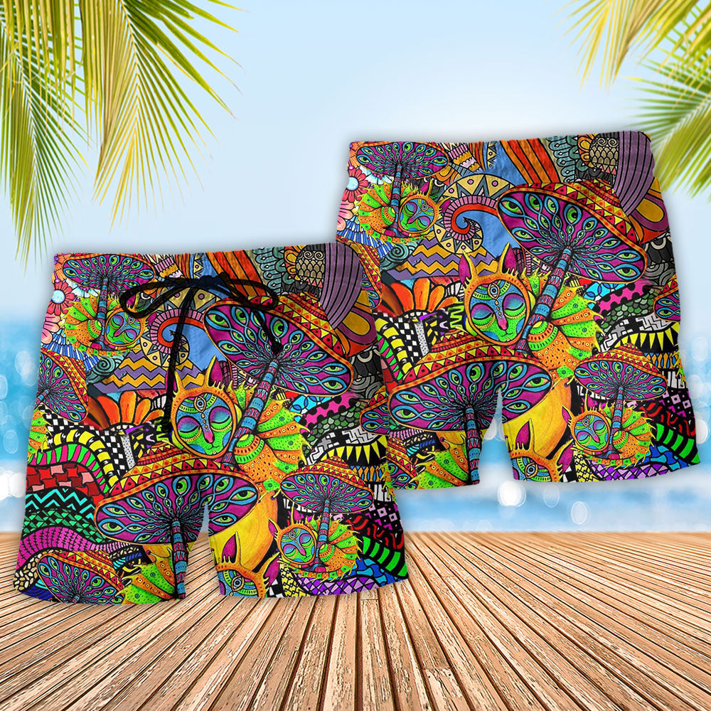 Bohemian Peace Floral Beach Shorts Pattern Detail For Casual Outings And Comfortable Daily Wear