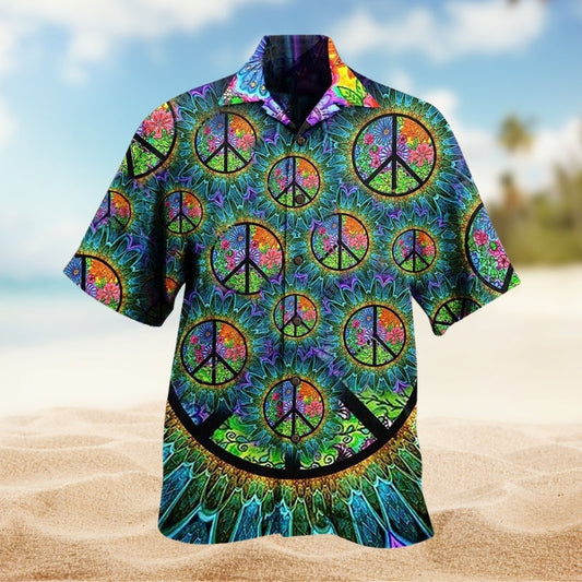 Hippie Colorful Hawaiian Shirt For Casual Weekend, Seasonal Celebration, And Summer Party Style