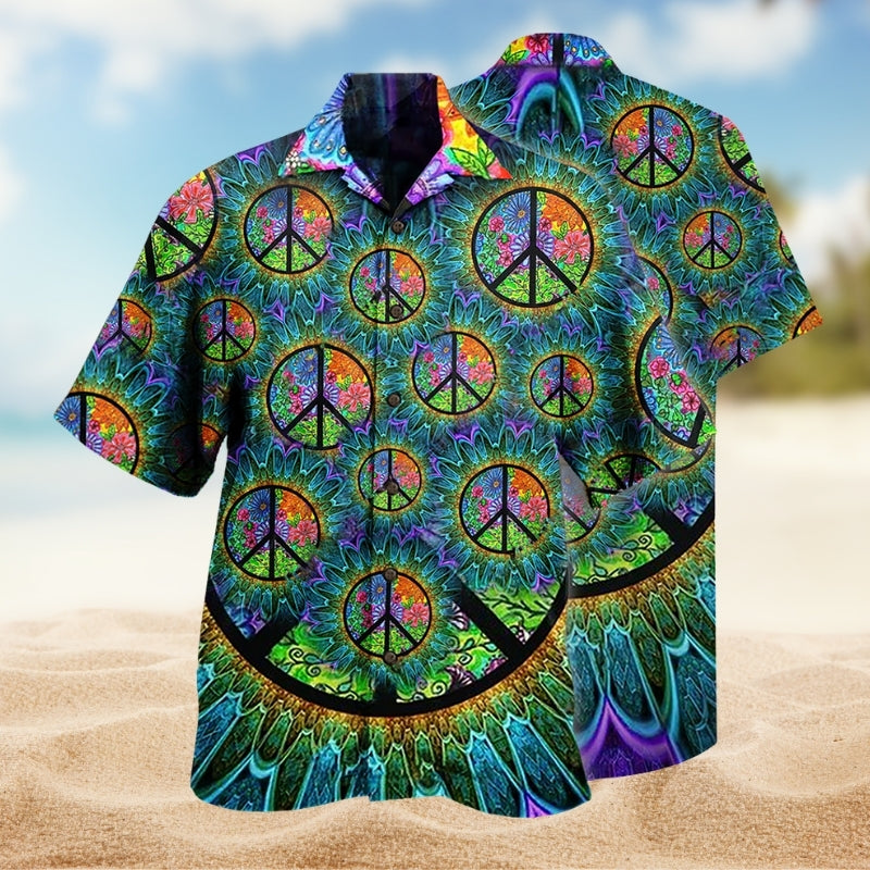 Hippie Colorful Hawaiian Shirt For Vacation Cruise And Comfortable Travel Wear
