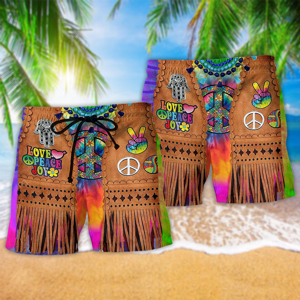 Hippie Peace Life Cowboy Style Hawaiian Print Beach Shorts For Western Inspired Warm Weather Style