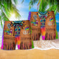Hippie Peace Cowboy Beach Shorts Pattern View For Weekend Trips And Outdoor Activities