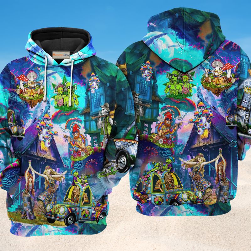 Hippie Peace Life Night Hoodie For Festival Days Weekend Adventures And Relaxed Style