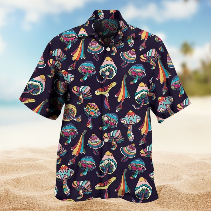 Hippie Peace Hawaiian Shirt For Beach Party And Relaxed Summer Style