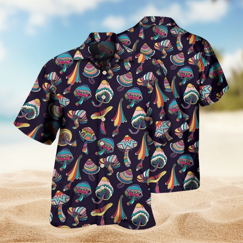 Hippie Peace Hawaiian Shirt For Weekend Escape, Outdoor Event, And Vacation Style