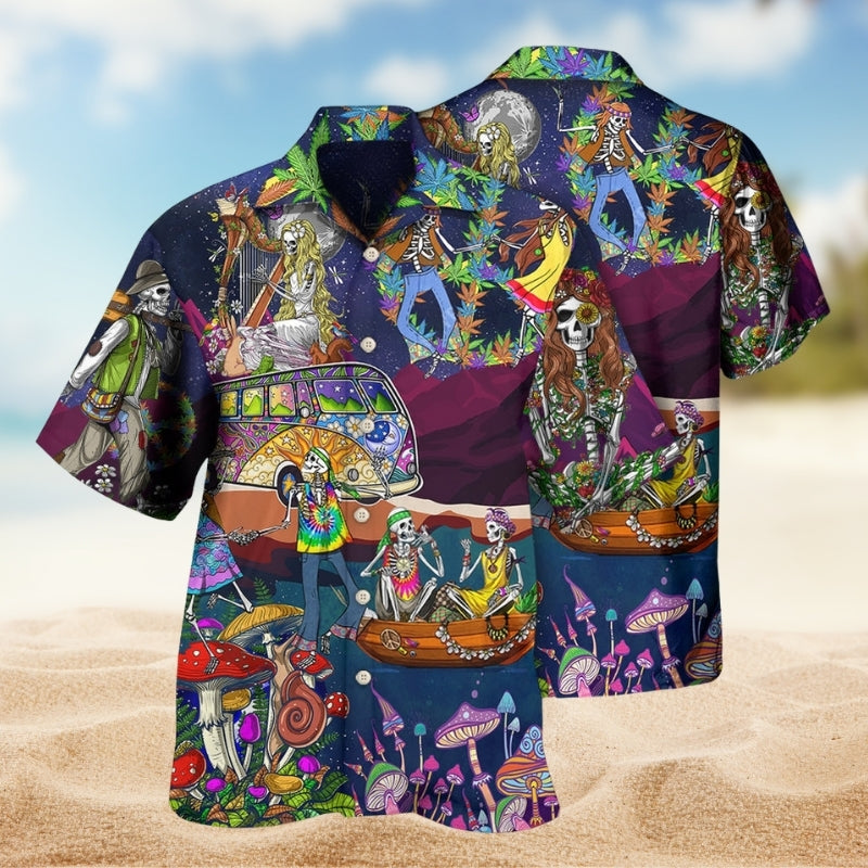 Hippie Peace Hawaiian Shirt For Beach Party And Travel Ready Style