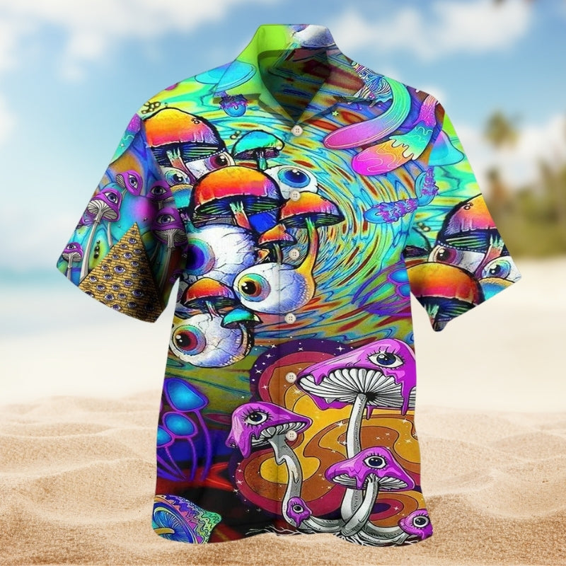 Hippie Peace Colorful Hawaiian Shirt For Weekend Escape And Summer Event Style