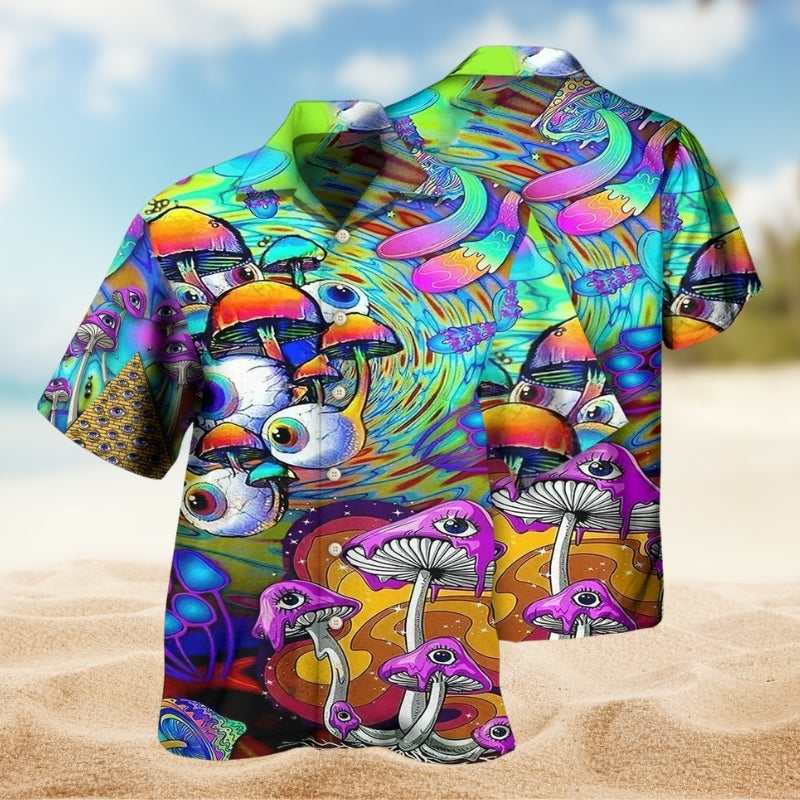 Hippie Peace Colorful Hawaiian Shirt For Outdoor Event, Poolside Gathering, And Comfortable Travel Wear