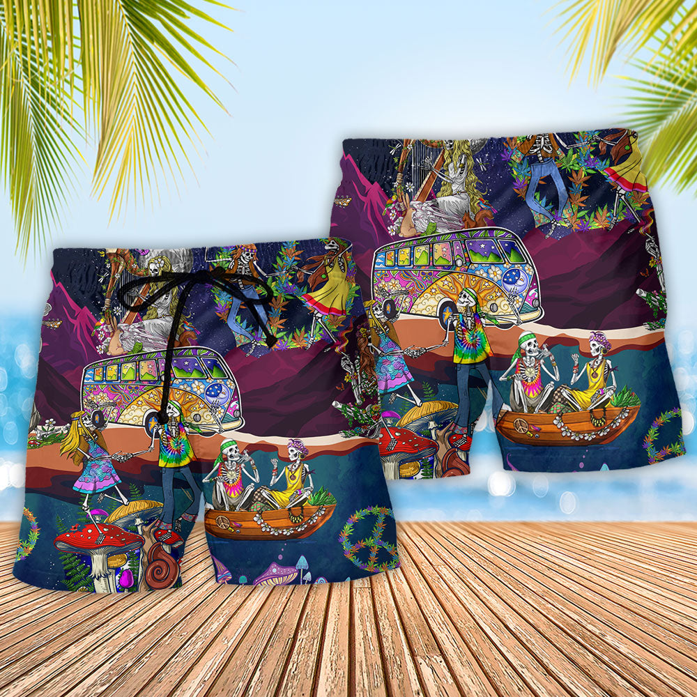 Bohemian Skull Peace Beach Shorts Pattern Detail For Resort Wear And Casual Outdoor Comfort
